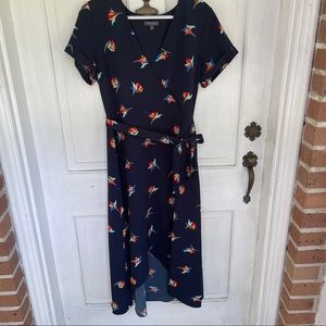 Madison Hi-Lo Wrap Dress, Navy